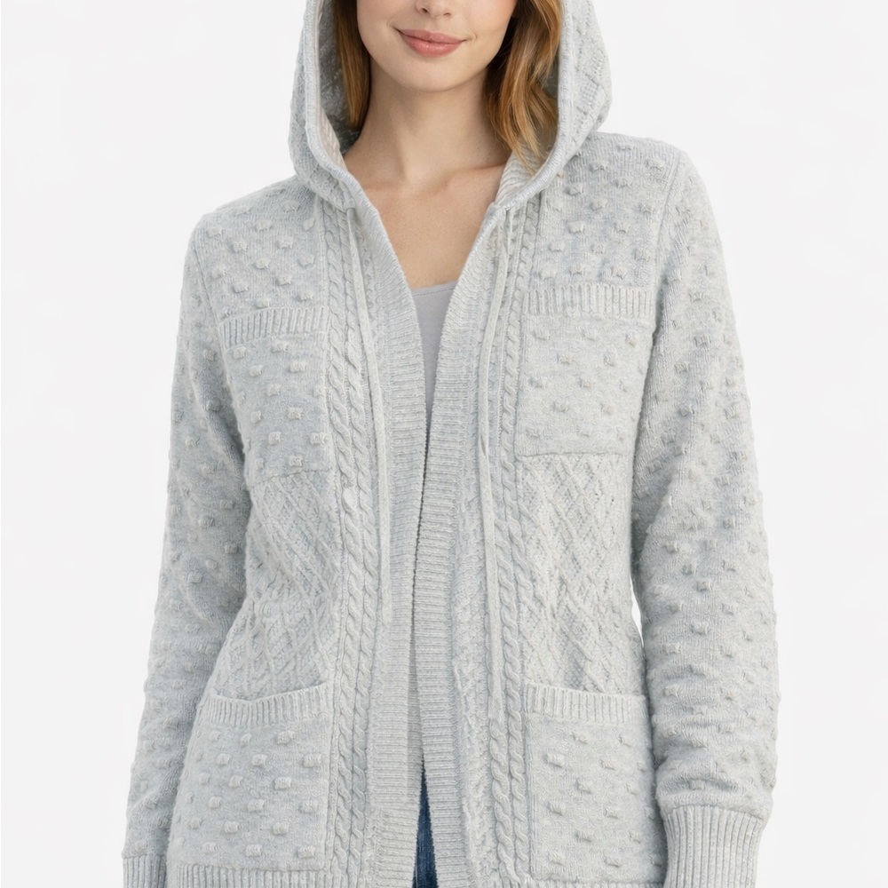 Lou & Grey Light Gray Hooded Cardigan